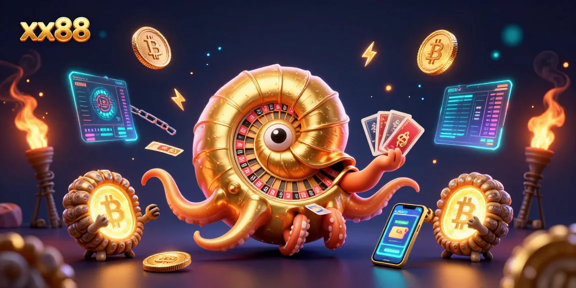 Engage in thrilling gameplay at xx88 with a vibrant casino atmosphere bursting with crypto elements.
