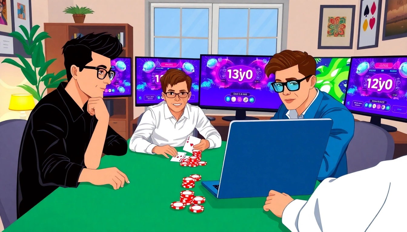 Découvrez les stratégies de poker en ligne à travers des joueurs engagés autour d'une table virtuelle. related image