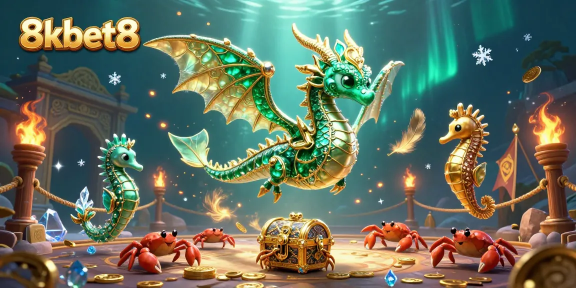 Engage with 8kbet8's immersive casino experience featuring fantastical underwater characters and vibrant betting elements.