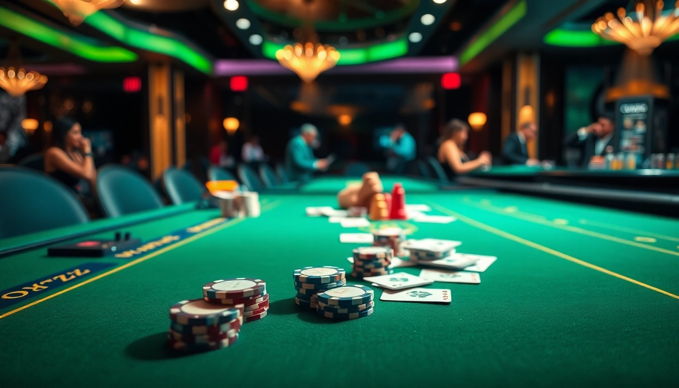 Jouer sur un casino en ligne retrait immédiat avec une table de jeu élégante et des lumières atmosphériques. related image