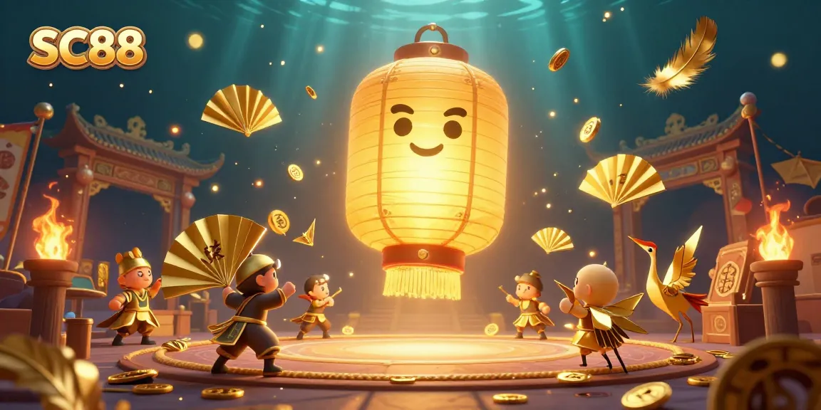 Join the excitement at SC88 with lavish visuals of casino games, golden tokens, and luck symbols.