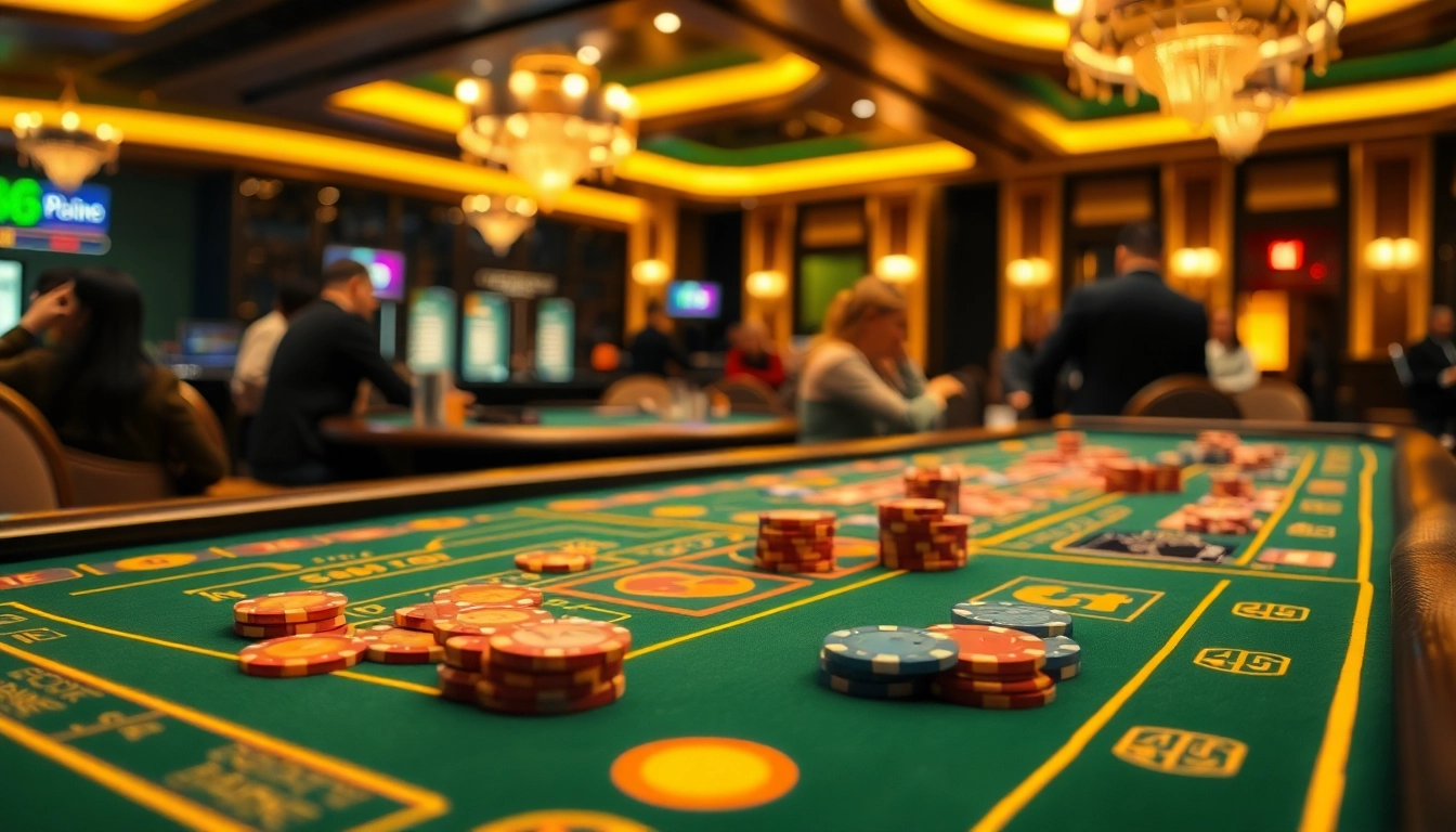 Jouer au casino en ligne avec des cartes et des jetons colorés sur une table élégante.