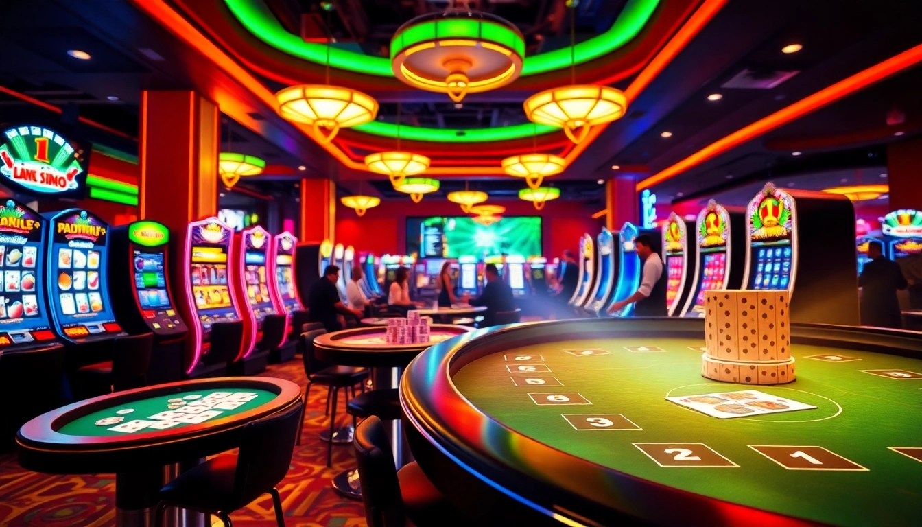 Jouez à des jeux passionnants dans un casino en ligne avec des joueurs engagés et des tables colorées.