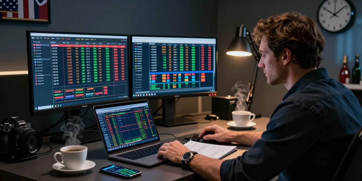Scène de paris avec un bookmaker sans limite de mise, parieur expérimenté face à ses écrans d'odds sportifs en direct.