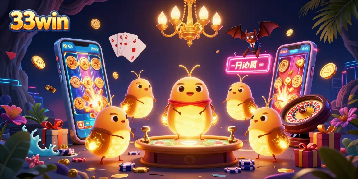 33win delivers vibrant casino thrills with glowing glowworms illuminating games and excitement.
