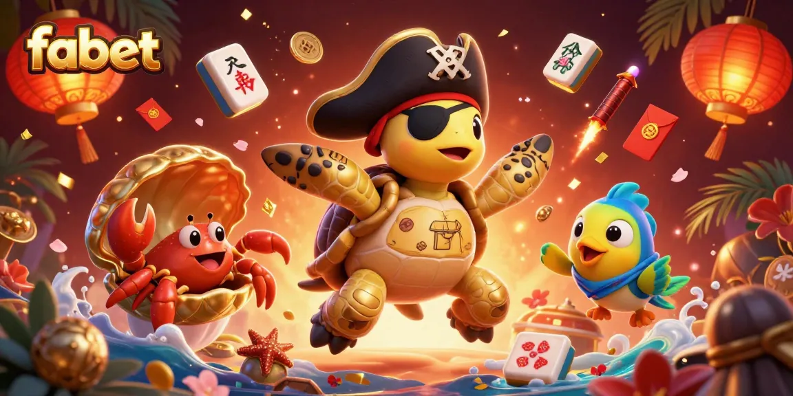 Experience the fun of fabet with a lively 3D casino scene featuring a turtle, crab, and parrotfish.