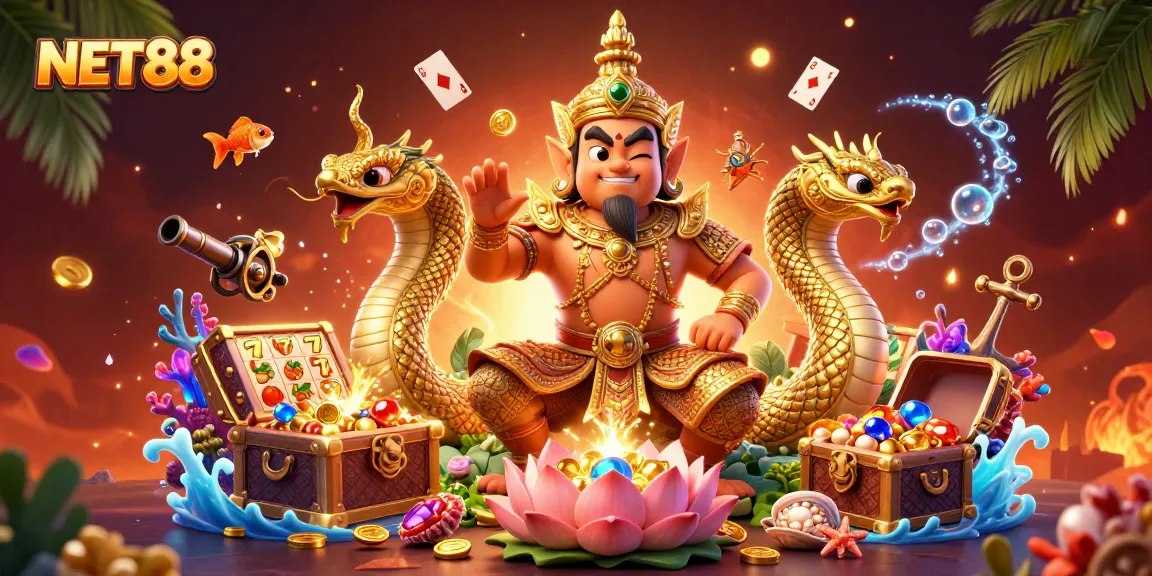 Spin to win with NET88 in an exciting online casino environment filled with vibrant game elements.