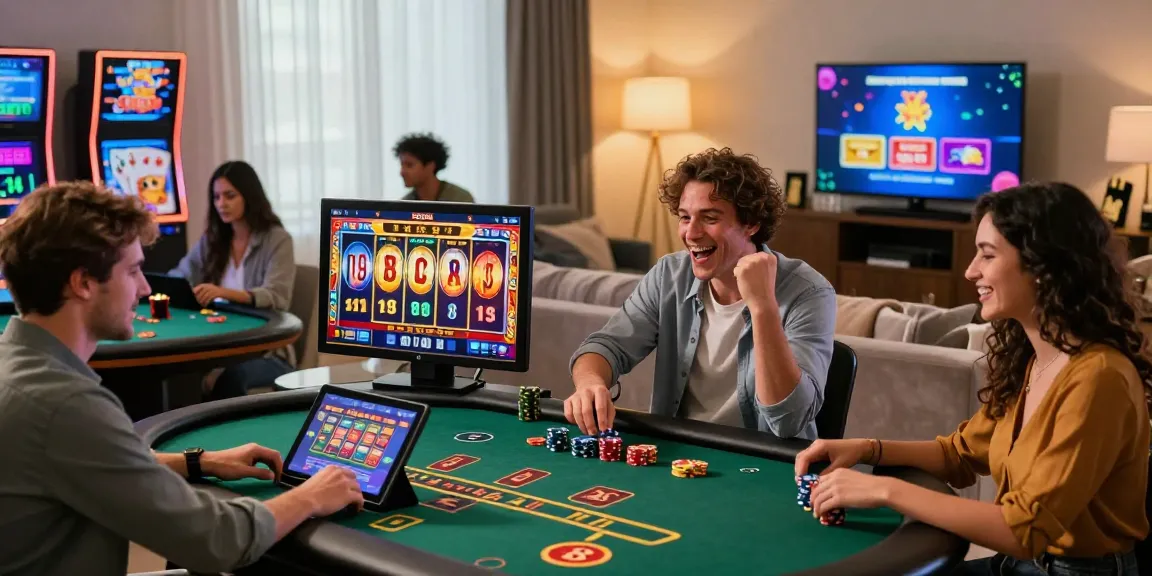 Scène de casino en ligne captivante avec des joueurs engagés, mettant en avant l'excitation des jeux de casino en ligne.