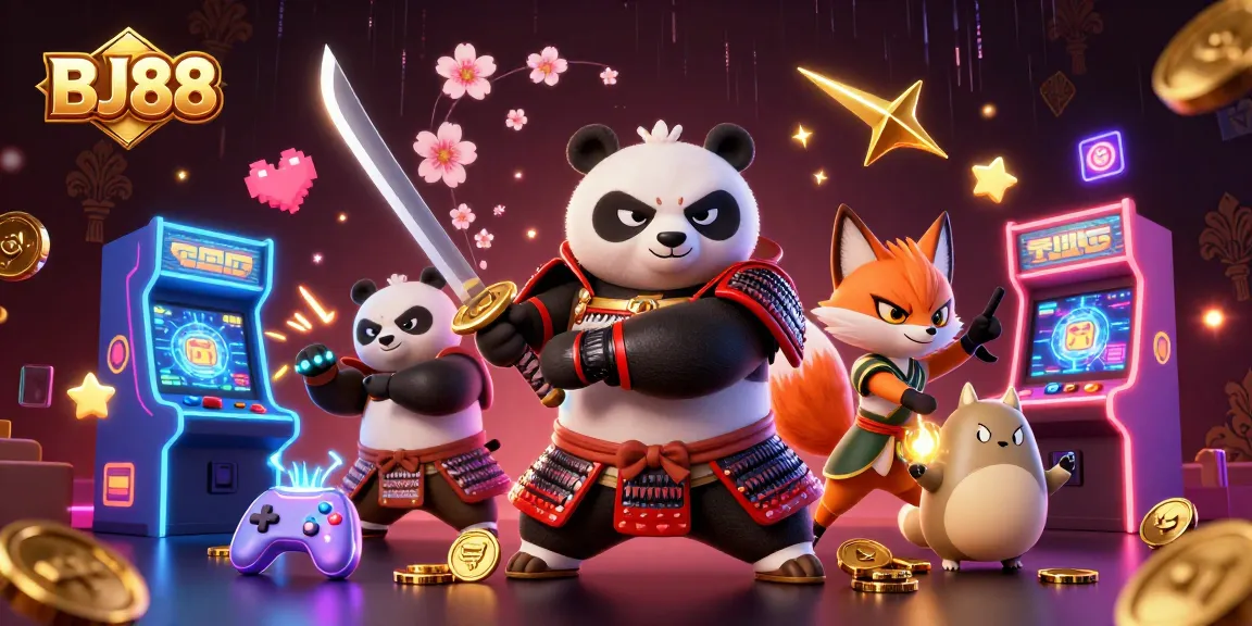 Play exciting slots at BJ88 featuring dynamic characters and vibrant gaming elements in an engaging casino environment.