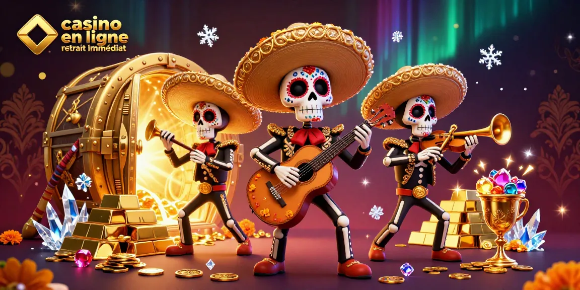 Profitez de l'expérience immersive du casino en ligne retrait immédiat avec une illustration de band de mariachi
