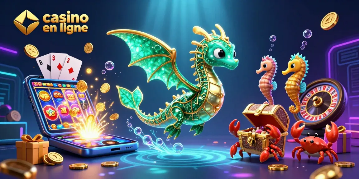 Découvrez l'univers du casino en ligne avec un dragon et des éléments riches de jeu sous-marins.