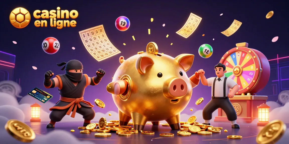 Jouer à un casino en ligne avec un sumo et des éléments de loterie colorés et dynamiques.