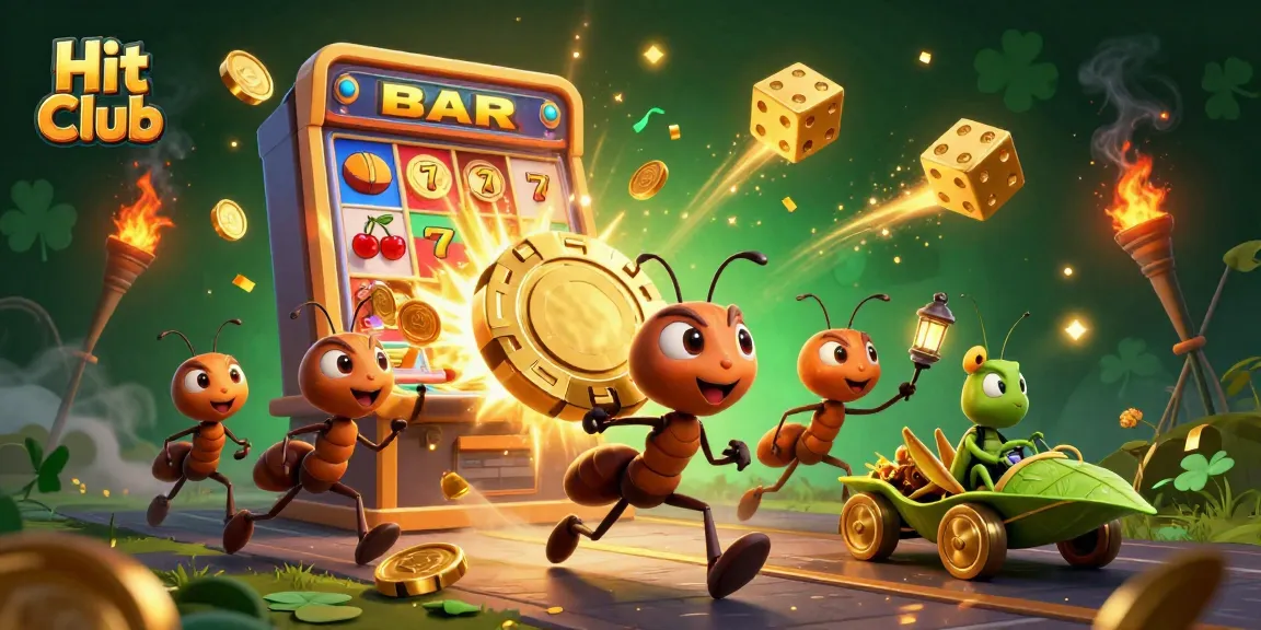 Hit Club players engaging in a dynamic casino heist, showcasing vibrant 3D slot machine action and characters.
