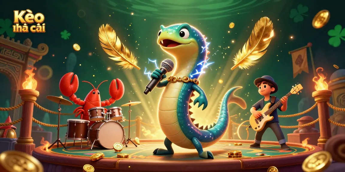 Kèo nhà cái showcases a vibrant underwater casino scene with an electric eel DJ and musical sea creatures.