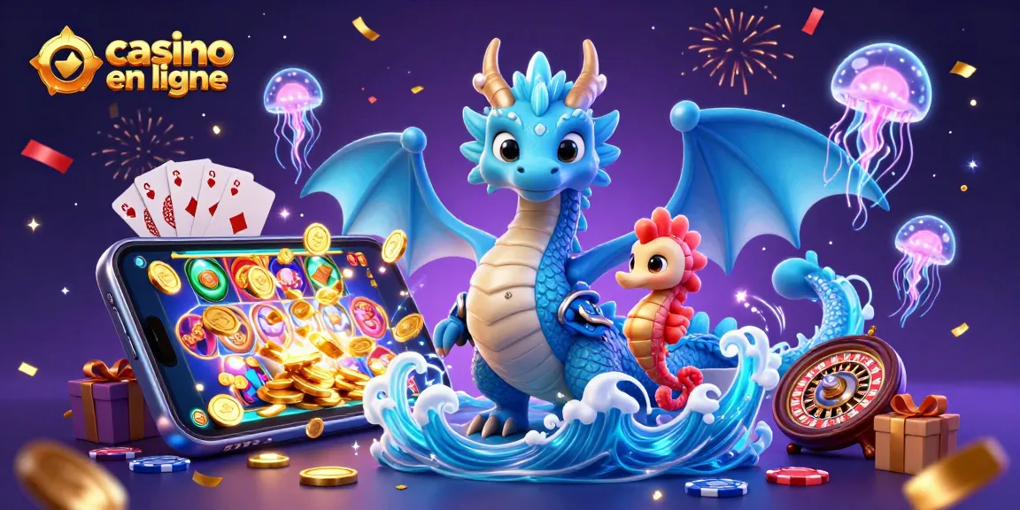 Illustration dynamique de casino en ligne retrait immédiat avec dragon, chevalier et éléments de jeu éclatants