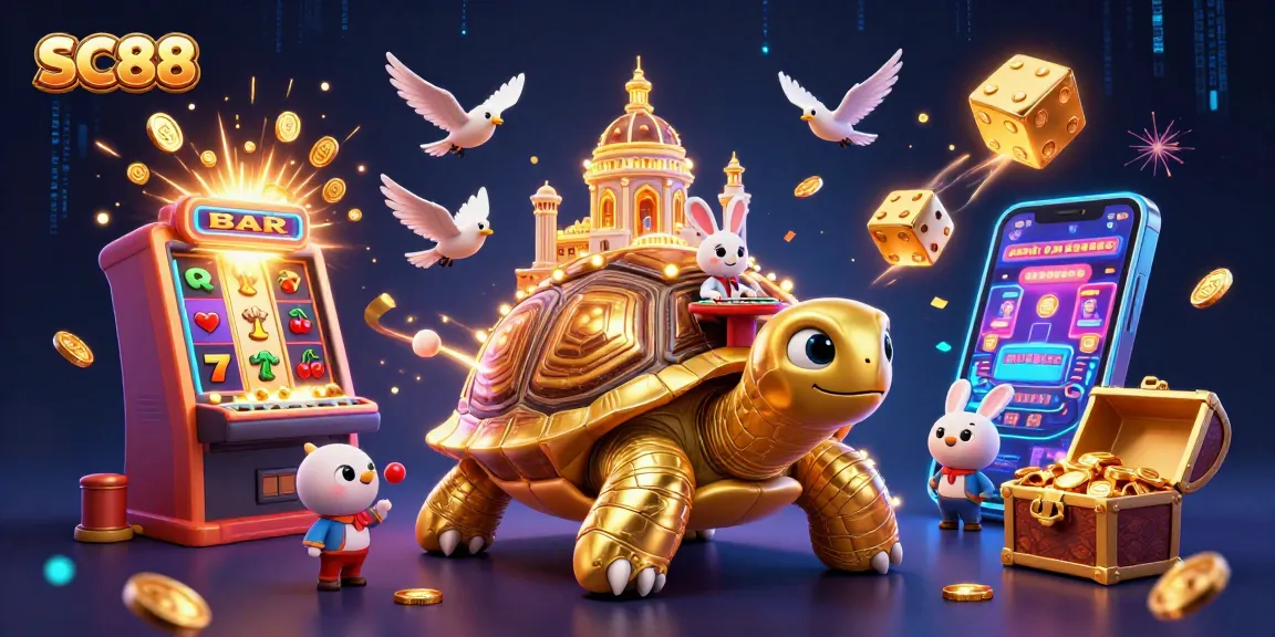 Experience thrilling wins at SC88 with this vibrant casino scene featuring golden coins and jackpot excitement.