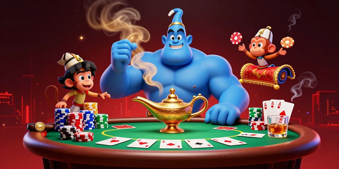 Pariez avec des paris sportifs crypto dans une scène animée de genie au poker.